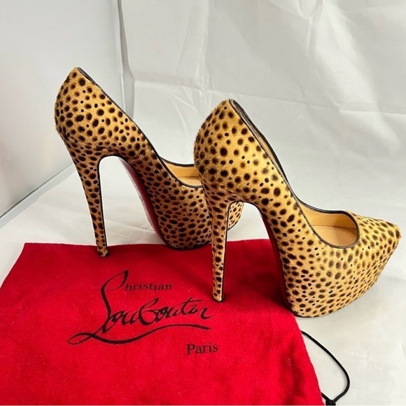 CHRISTIAN LOUBOUTIN Daffodil 160 brown pony jungle cheetah print platform - Picture 7 of 15